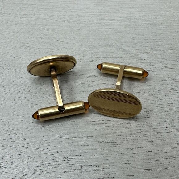 Vintage Men's KREMENTZ Gold Plated Oval Cuff Links - Picture 3 of 3